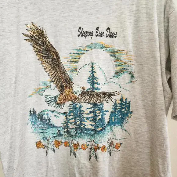 Vintage Oneita tag Sleeping Bear Dunes Graphic Tee - Nature Inspired Design - Picture 2 of 5